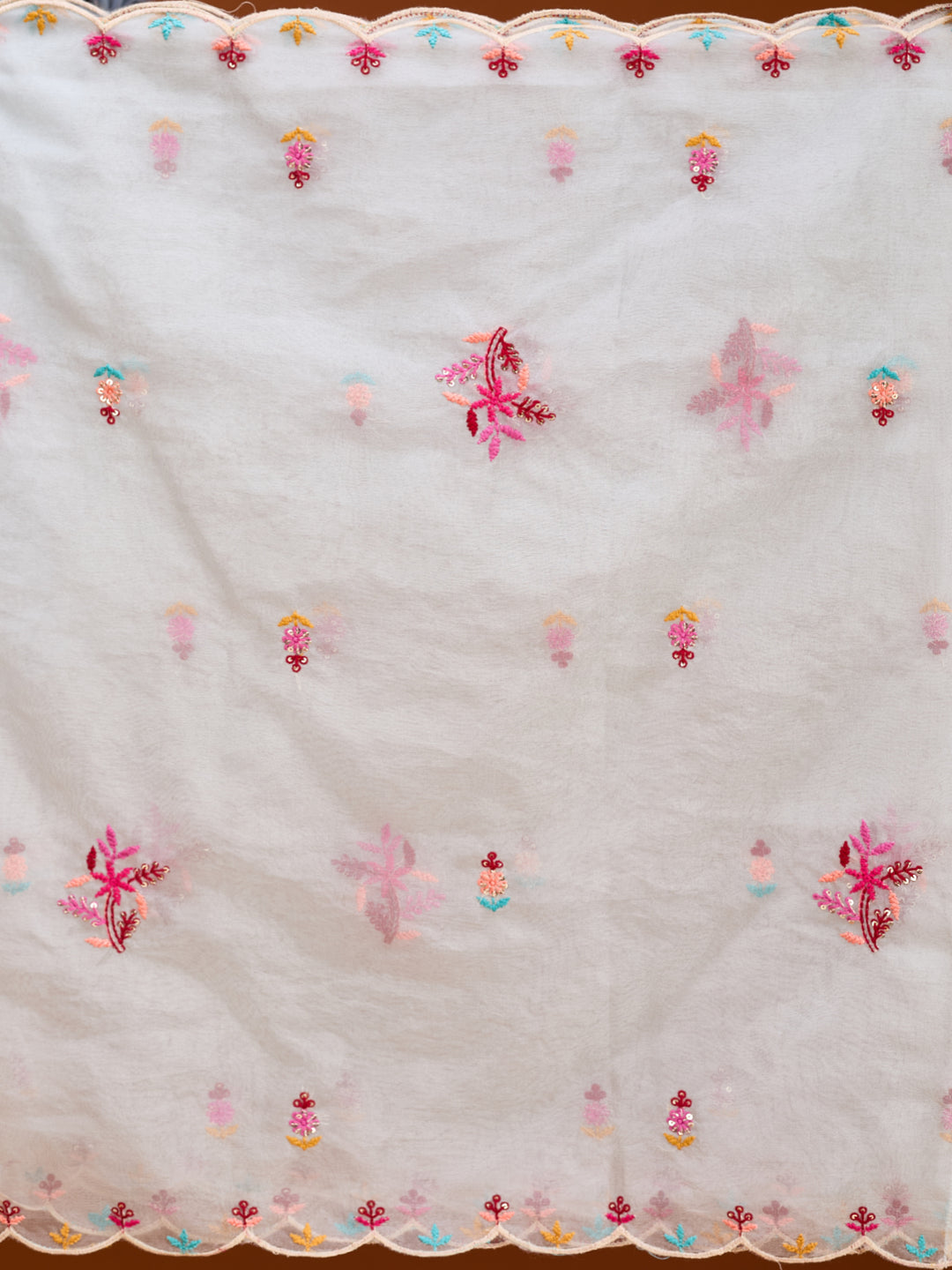 Light Grey Threadwork Art Silk Readymade Salwar Suit