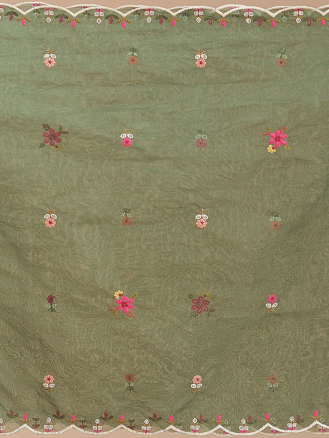 Bottle Green Threadwork Art Silk Readymade Salwar Suit