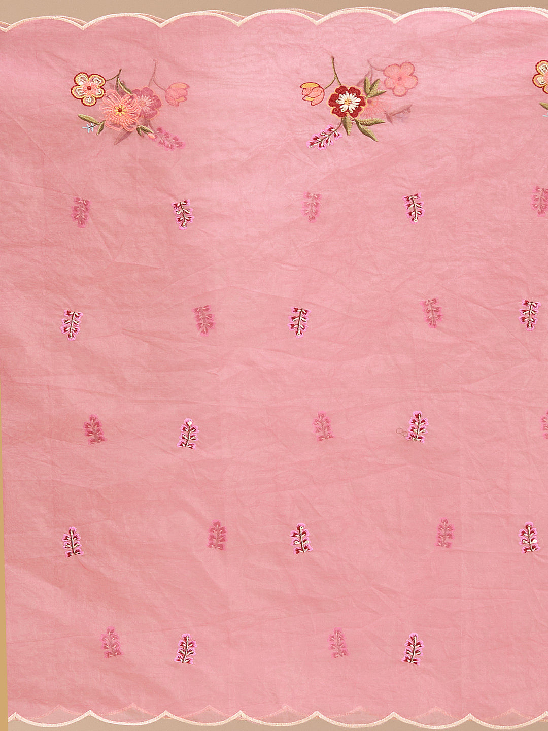Onion Pink Threadwork Art Silk Readymade Salwar Suit