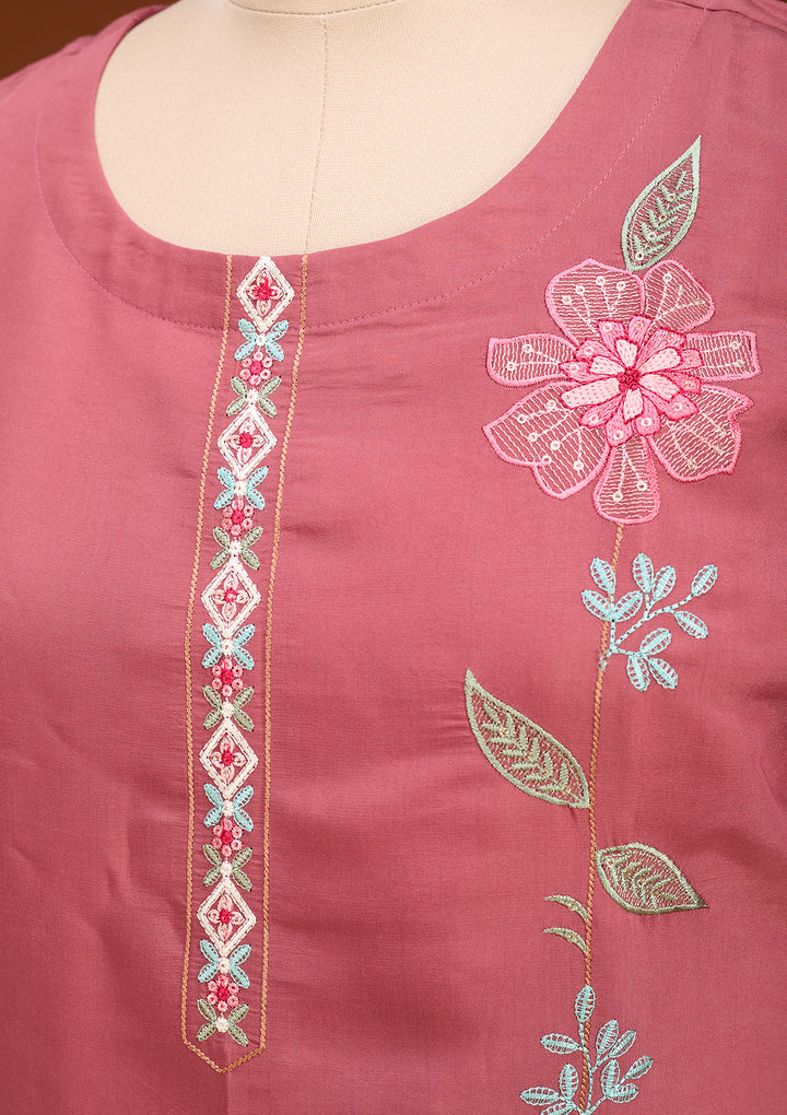 Sky Blue Threadwork Cotton Readymade Salwar Suit
