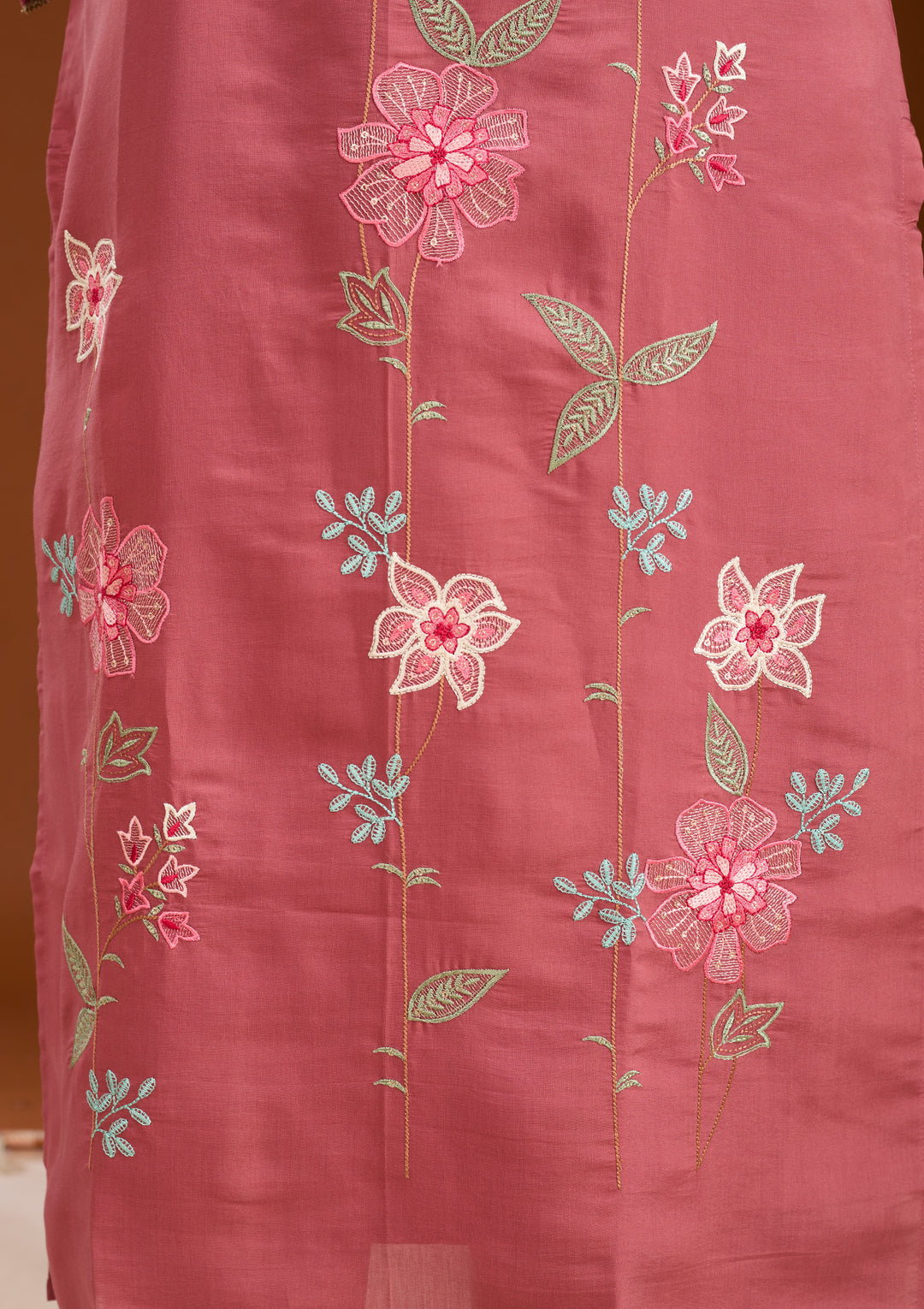 Sky Blue Threadwork Cotton Readymade Salwar Suit