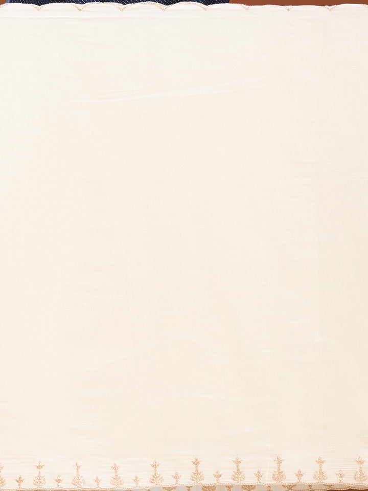 Off White Zariwork (Gold) Chanderi Readymade Salwar Suit