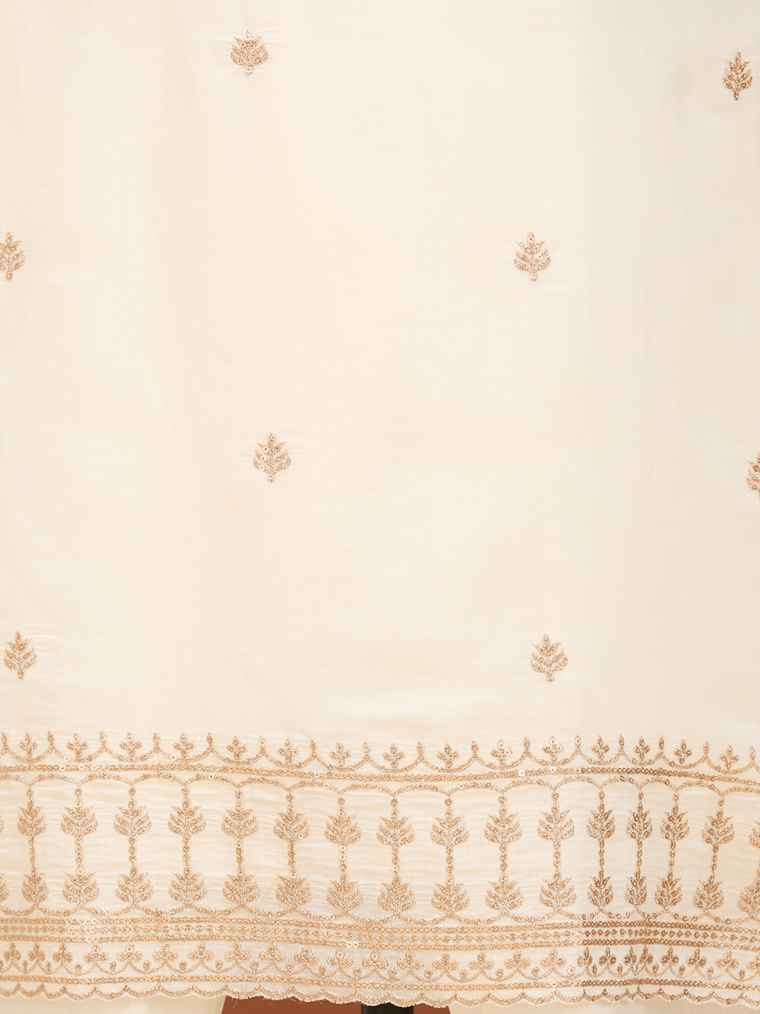 Off White Zariwork (Gold) Chanderi Readymade Salwar Suit