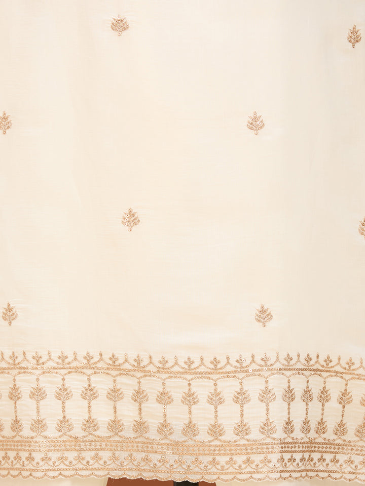 Off White Zariwork (Gold) Chanderi Readymade Salwar Suit