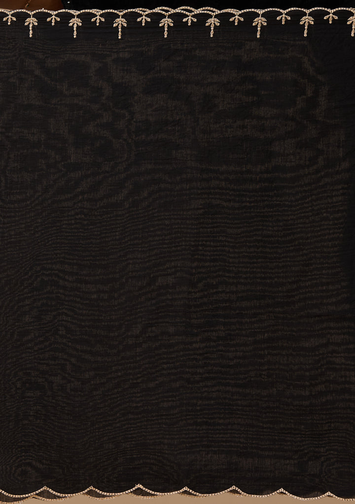 Black Zariwork (Gold) Chanderi Readymade Salwar Suit