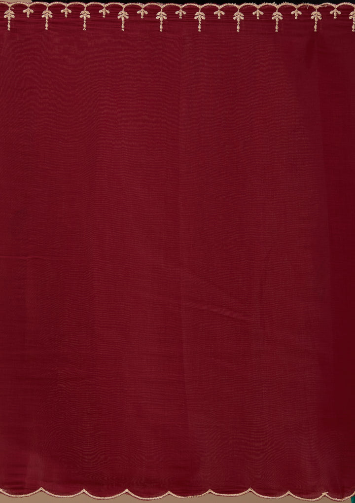 Maroon Zariwork (Gold) Chanderi Readymade Salwar Suit