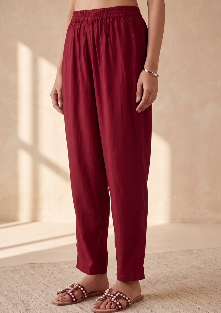Maroon Zariwork (Gold) Chanderi Readymade Salwar Suit