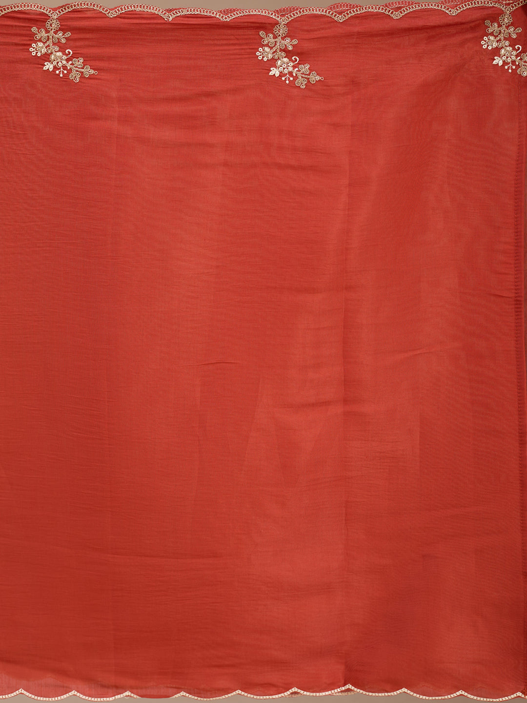 Rust Cording Chanderi Readymade Salwar Suit