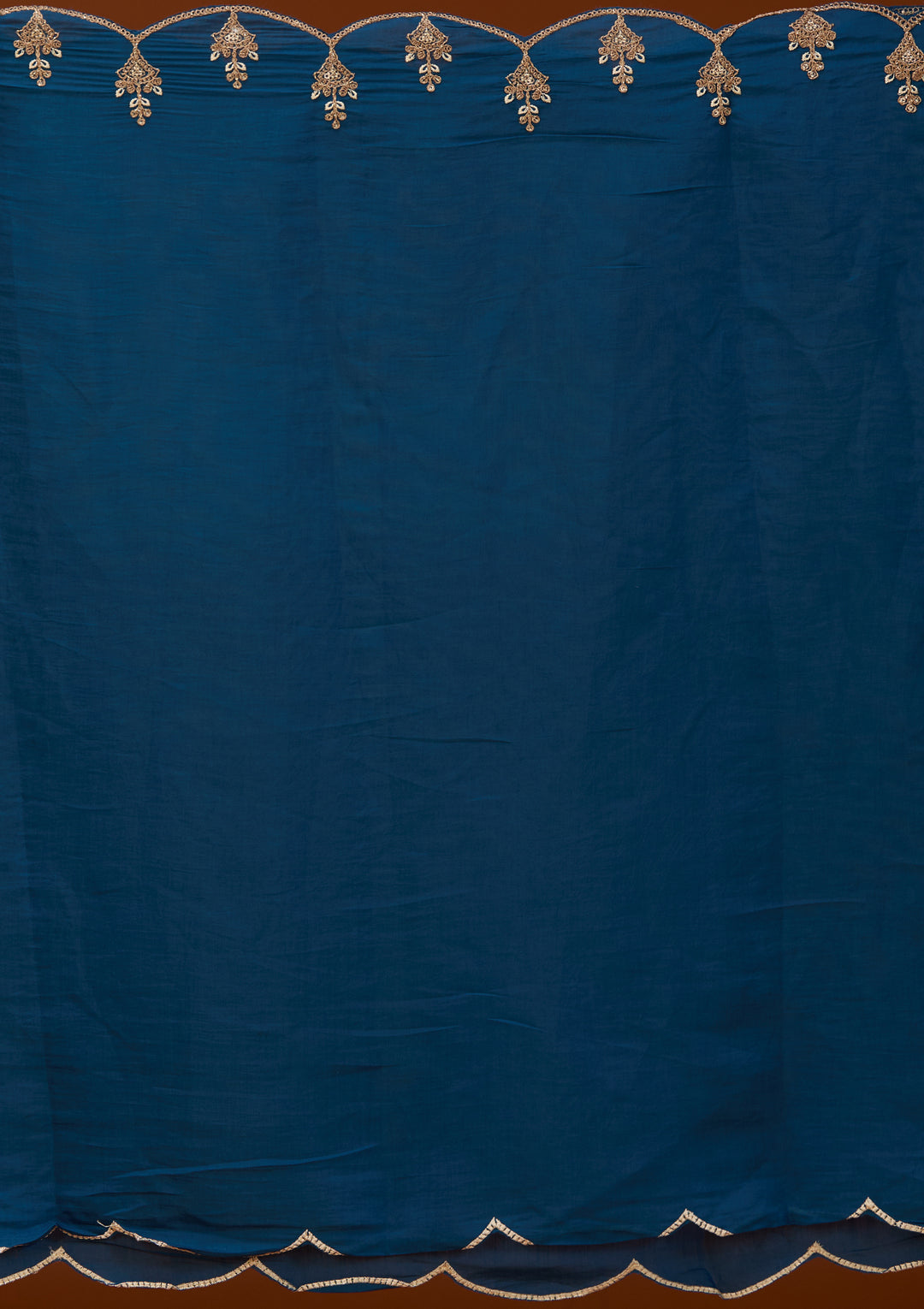 Peacock Blue Cording Chanderi Readymade Salwar Suit