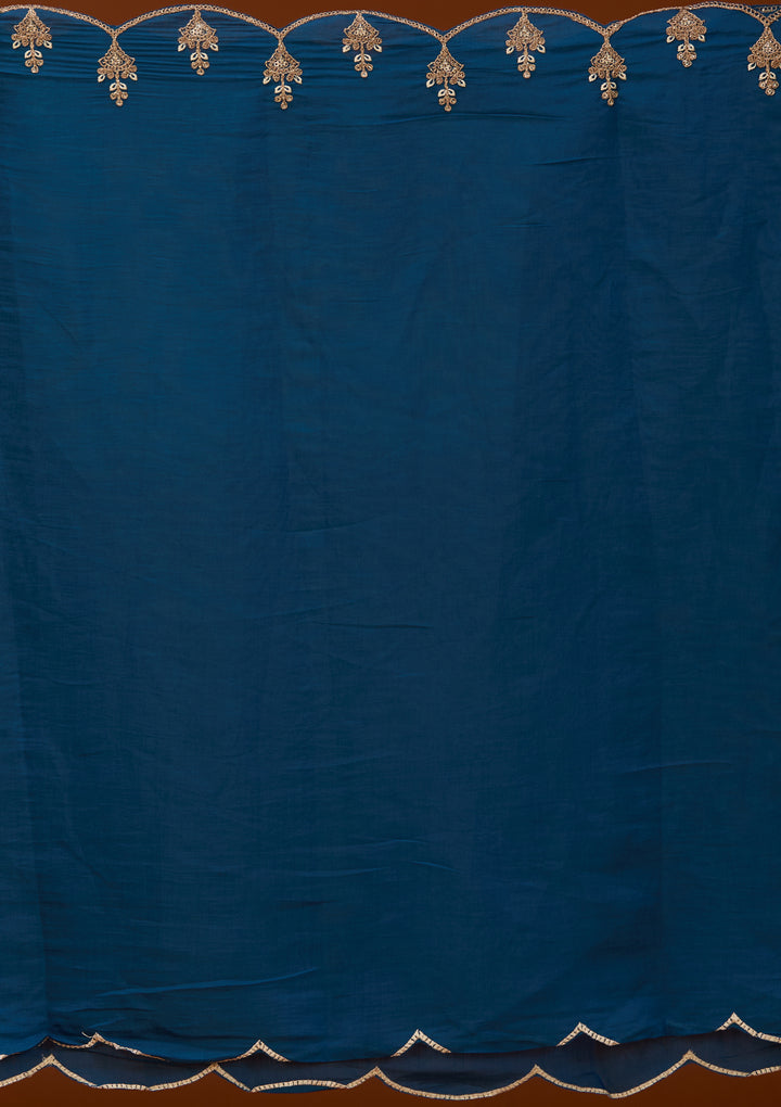 Peacock Blue Cording Chanderi Readymade Salwar Suit