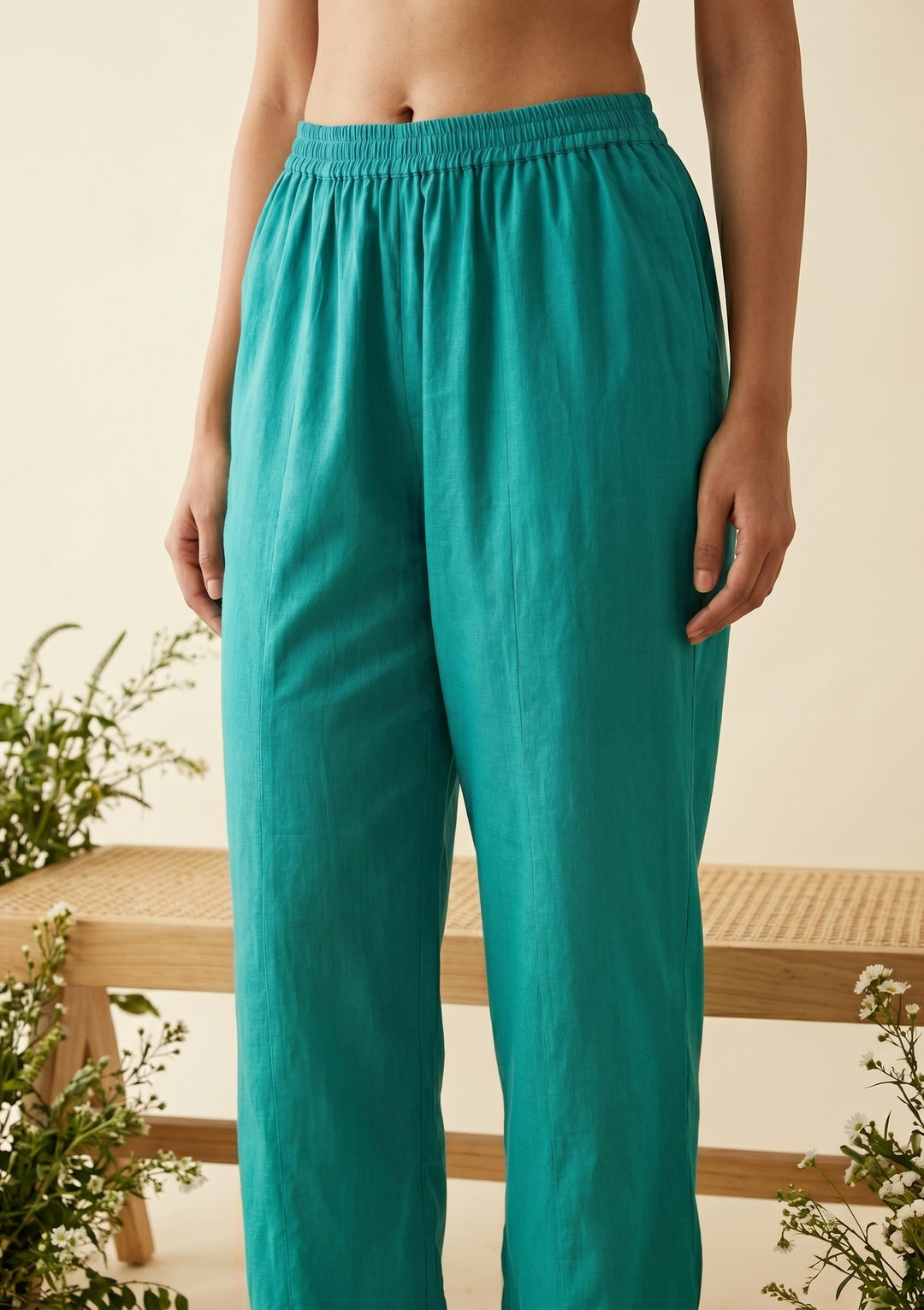 Sky Blue Chanderi Threadwork Straight Kurta With Pant Regular And Dupatta