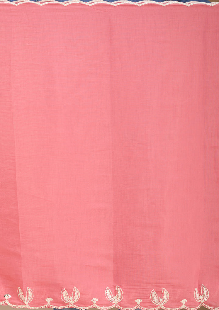 Gajari Pink Threadwork Chanderi Readymade Salwar Suit