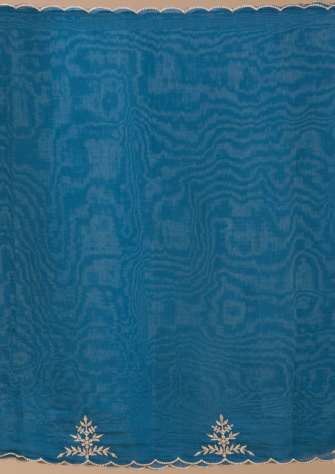Peacock Blue Zariwork Chanderi Readymade Salwar Suit