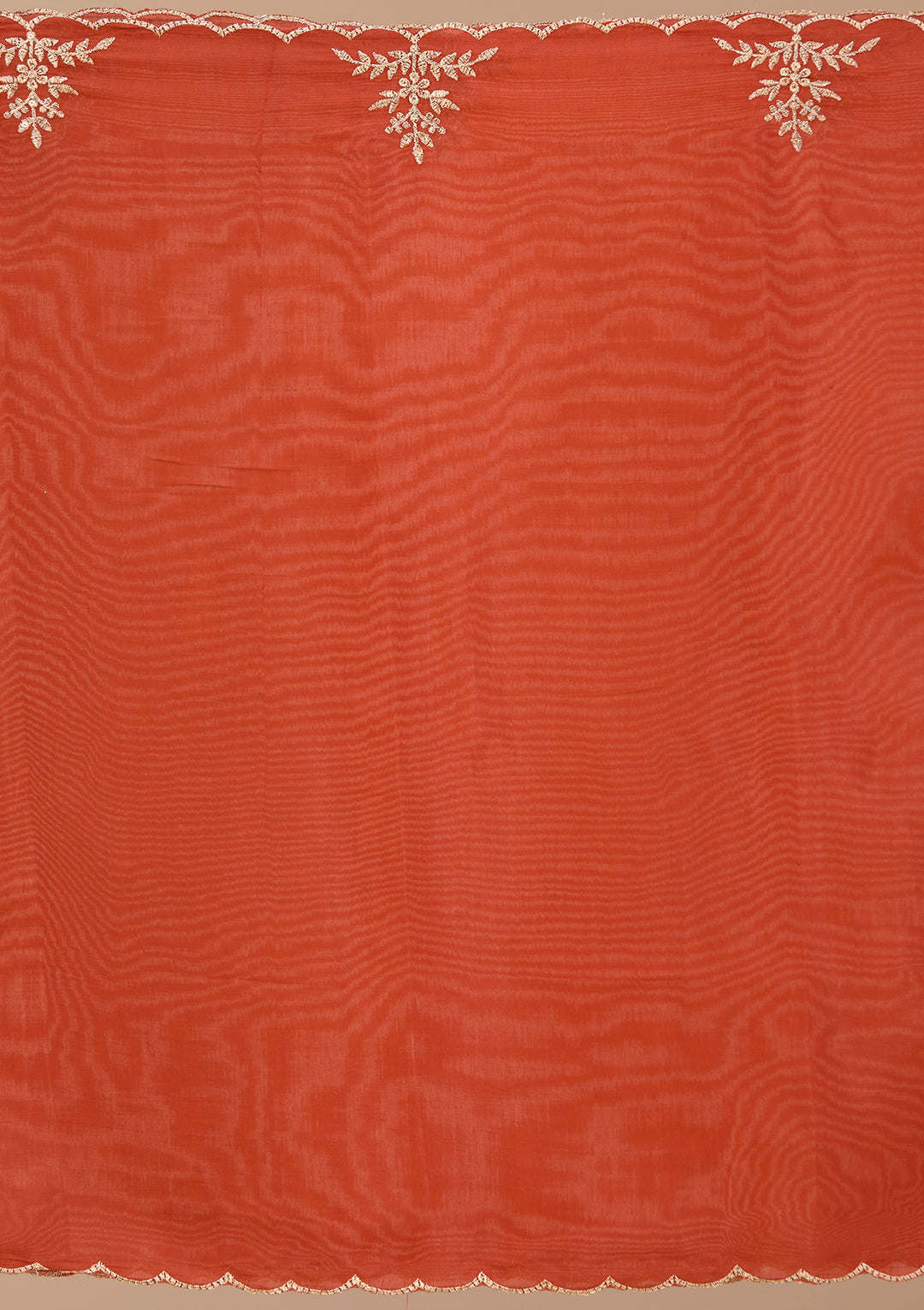 Rust Zariwork Chanderi Readymade Salwar Suit