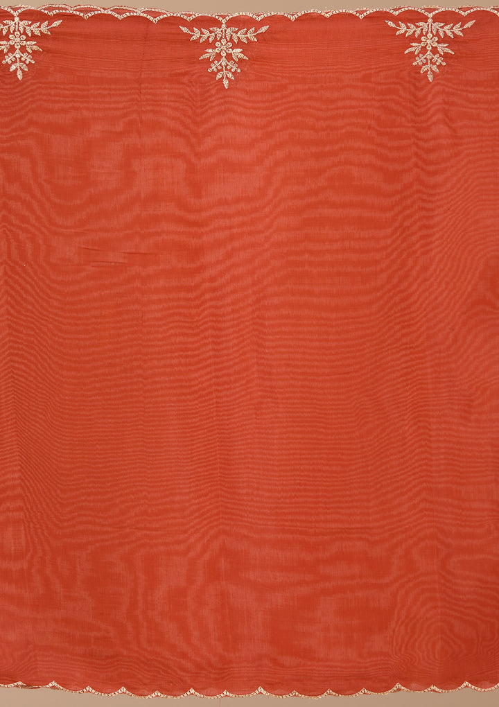 Rust Zariwork Chanderi Readymade Salwar Suit