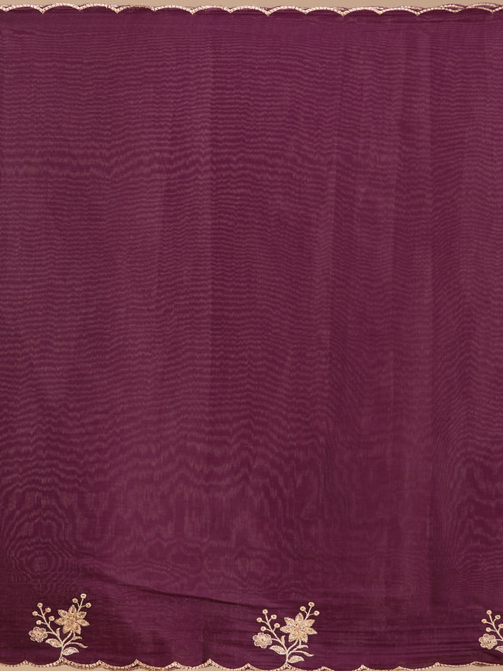 Purple Threadwork Chanderi Readymade Salwar Suit