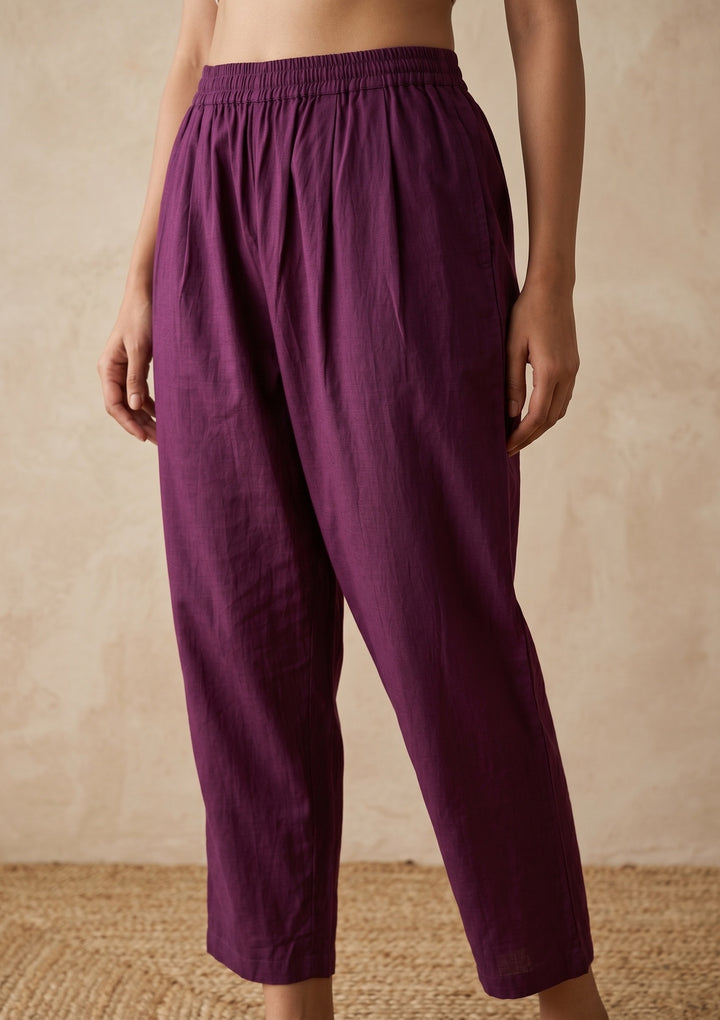 Purple Threadwork Chanderi Readymade Salwar Suit