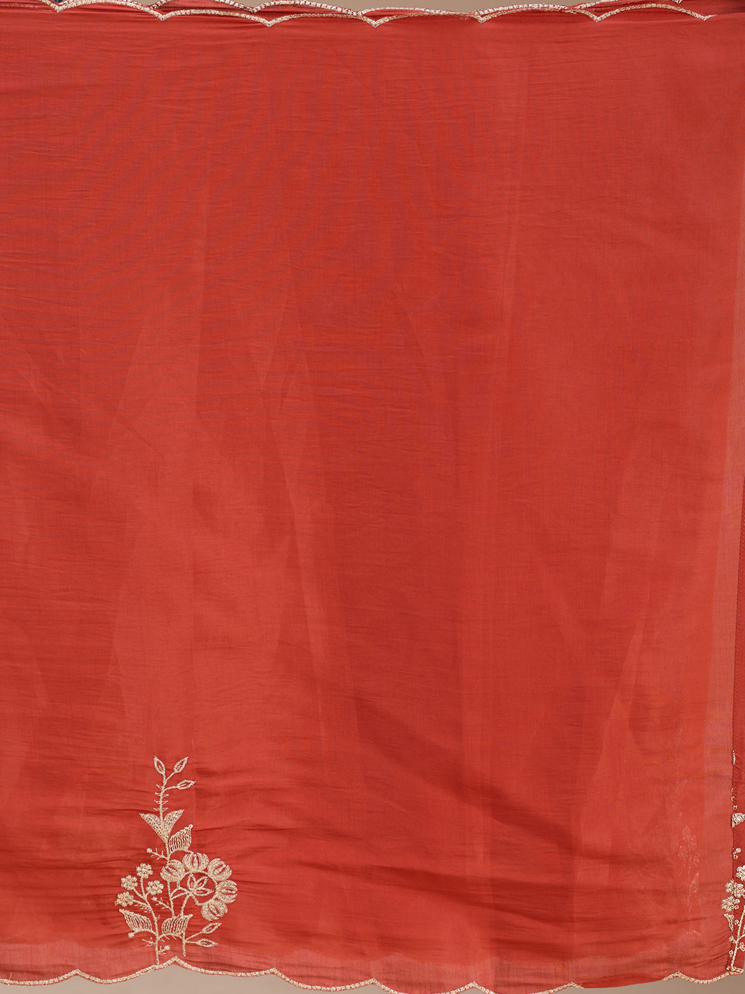Rust Zariwork (Gold) Chanderi Readymade Salwar Suit