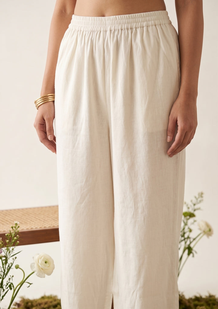 Off White Chanderi Gold Zariwork Straight Kurta With Pant Regular And Dupatta