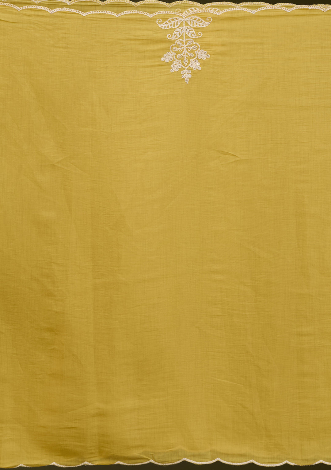 Yellow Chanderi Threadwork Straight Kurta With Pant Regular And Dupatta