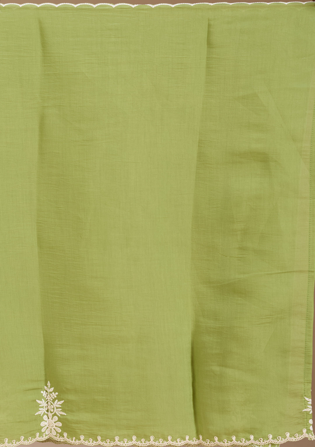 Pista Green Threadwork Chanderi Readymade Salwar Suit