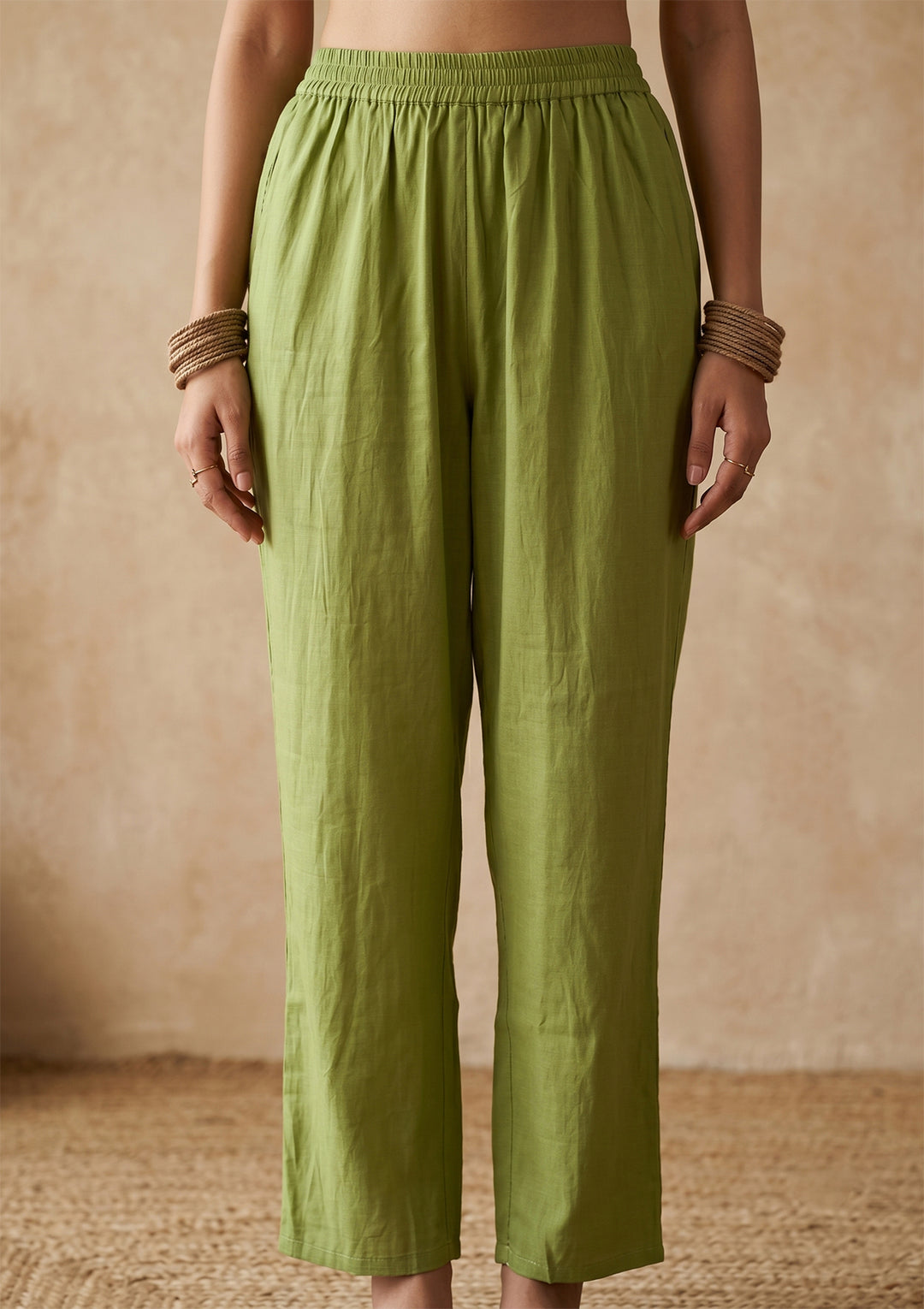 Pista Green Threadwork Chanderi Readymade Salwar Suit
