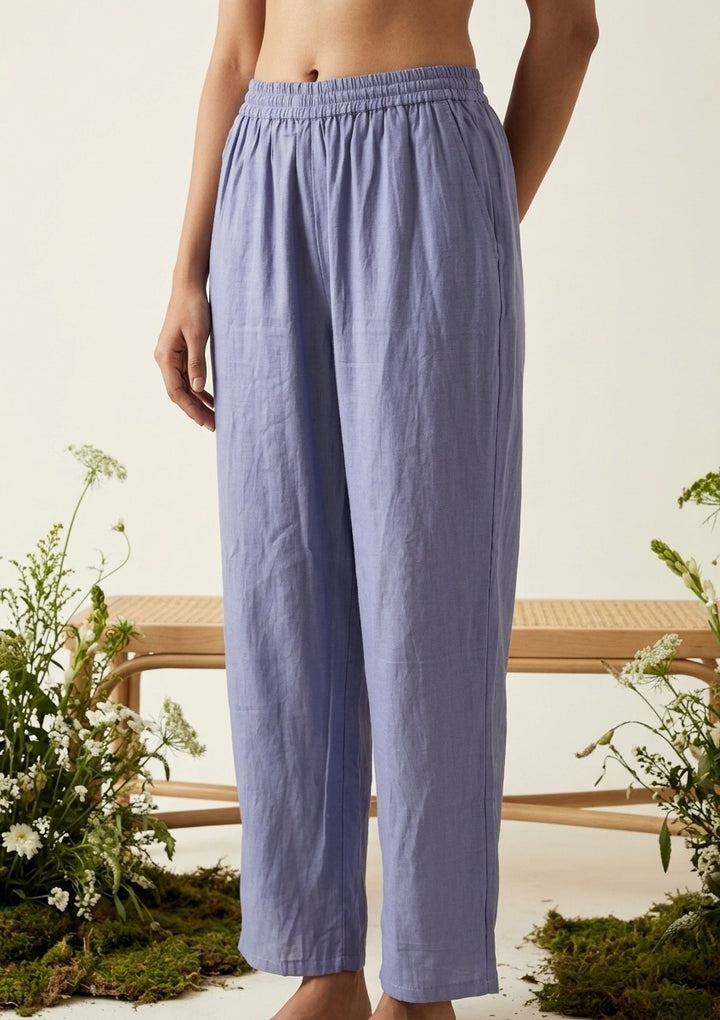 Light Lavender Soft Raw Silk Threadwork A Line Kurta With Pant Regular And Dupatta
