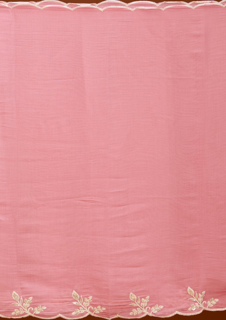 Onion Pink Threadwork Chanderi Readymade Salwar Suit