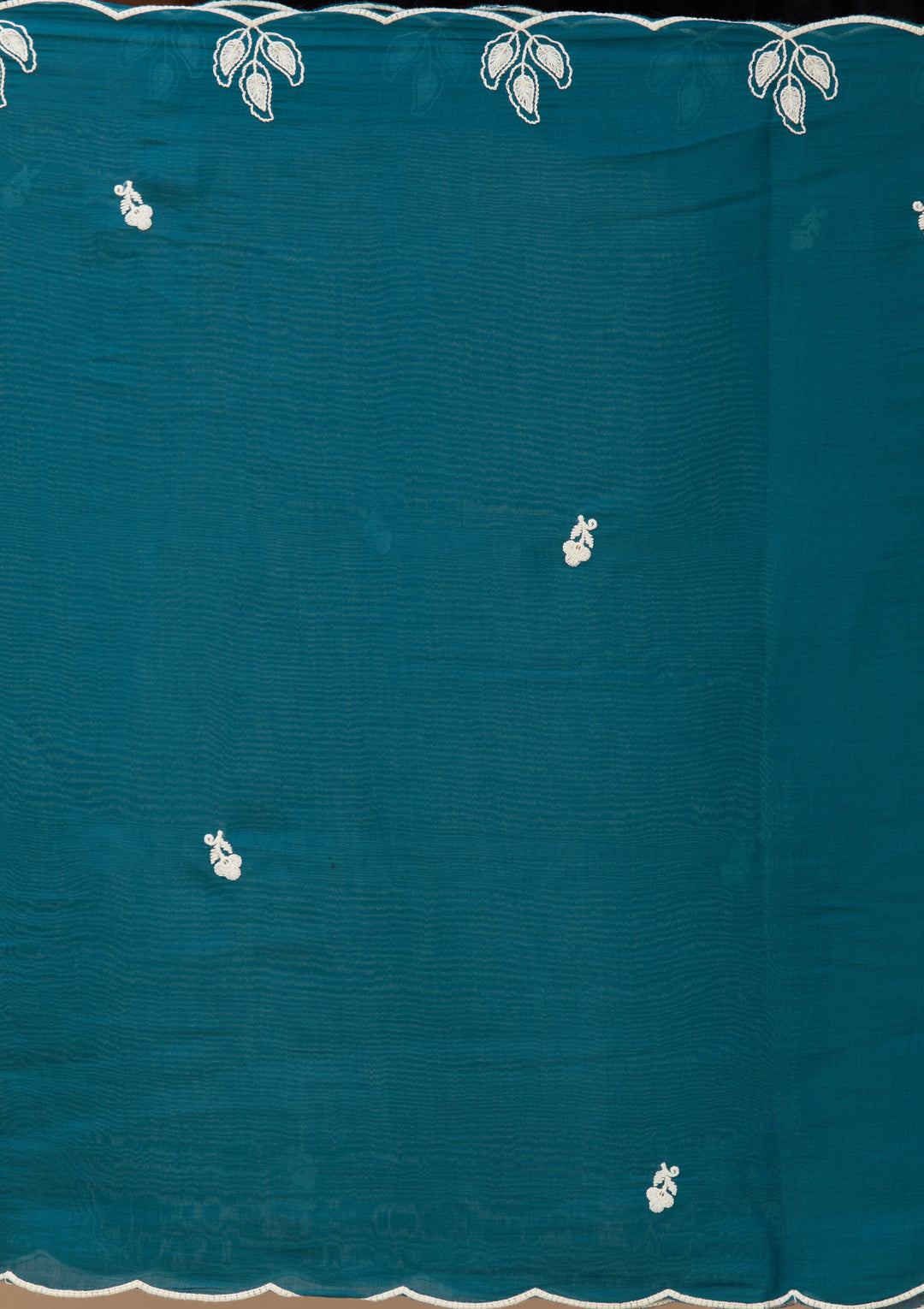 Peacock Blue Threadwork Chanderi Readymade Salwar Suit