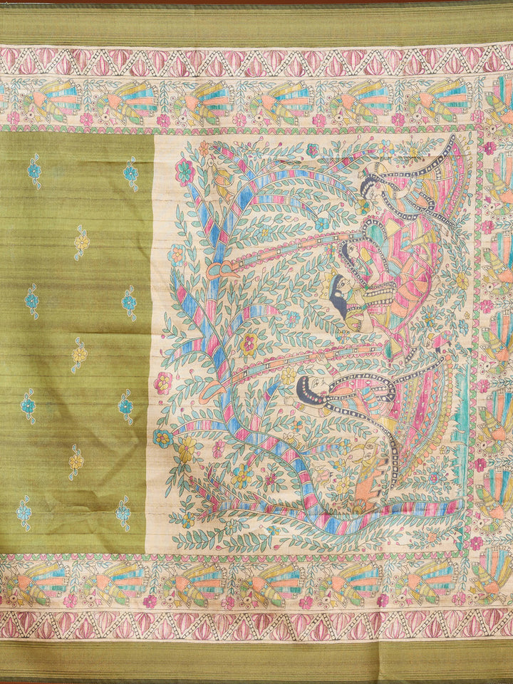 Mehendi Raw Silk Floral Stonework Straight Kurta With Pant Regular And Dupatta