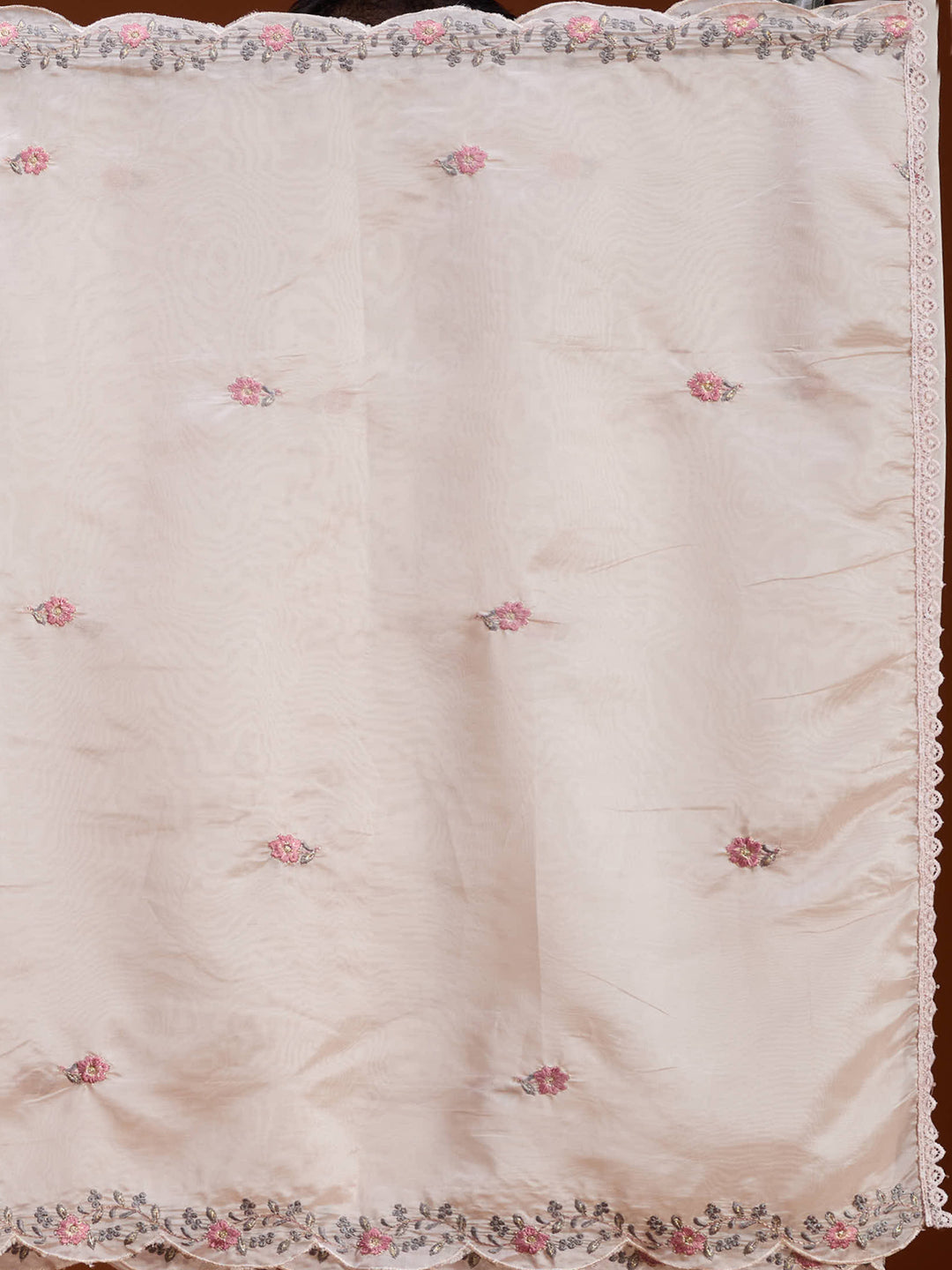Beige Chanderi Cording Straight Kurta With Regular Pant And Dupatta