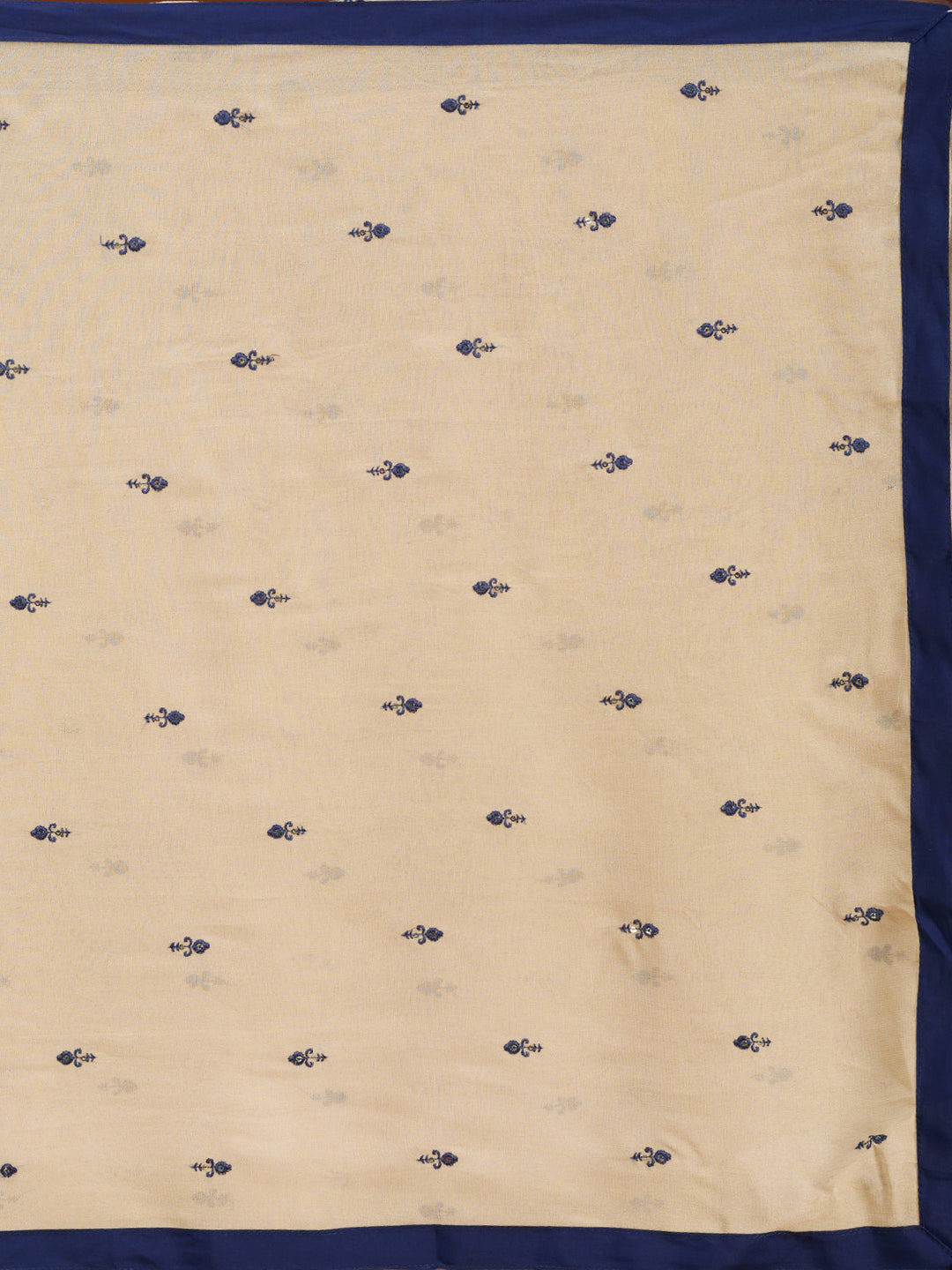 Navy Blue Art Silk Threadwork A Line Kurta With Pant Regular And Dupatta