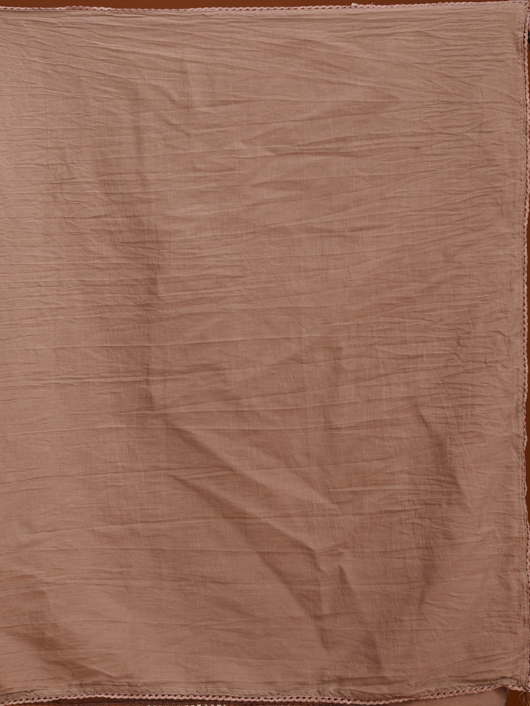Beige Brown Cotton Threadwork Straight Kurta With Pant Regular And Dupatta