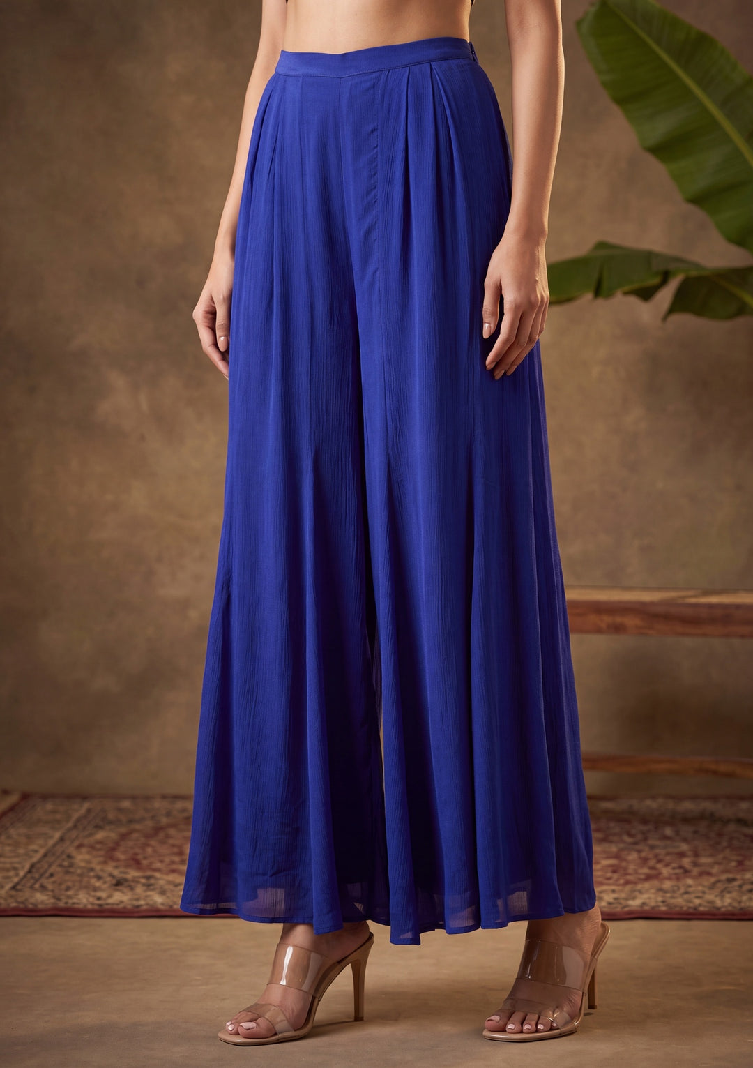 Royal Blue Zariwork (Gold) Chinon Readymade Salwar Suit