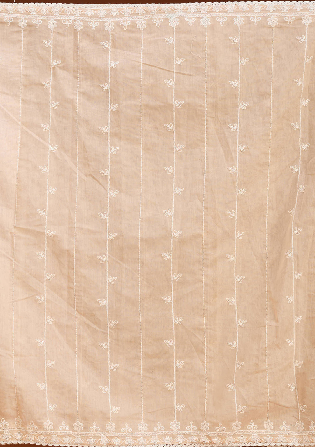 Light Brown Chanderi Threadwork Straight Kurta With Pant Regular And Dupatta