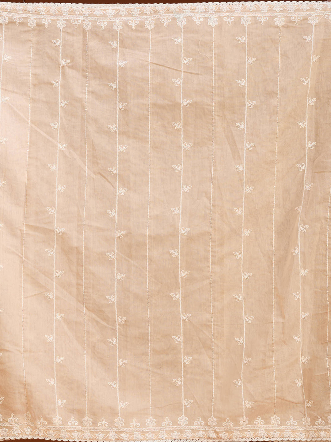 Beige Threadwork Chanderi Readymade Salwar Suit