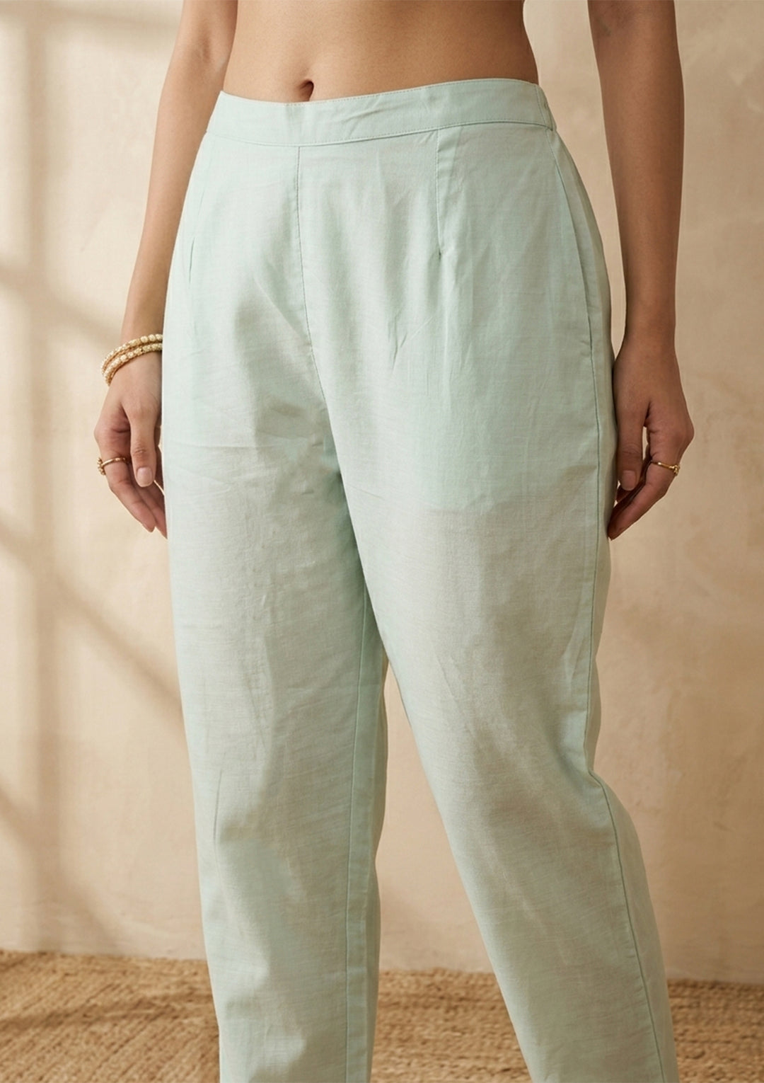 Pista Green Chanderi Threadwork Straight Kurta With Pant Regular And Dupatta