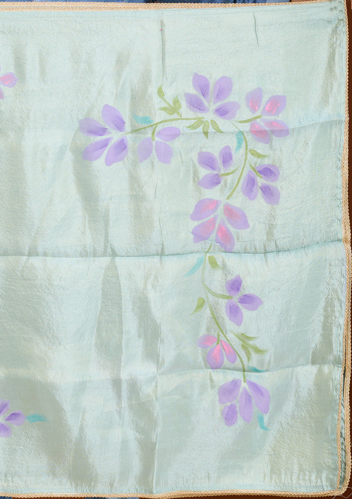 Sky Blue Cutdana Tissue Readymade Salwar Suit