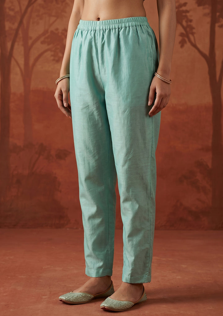 Sea Green Cutdana Tissue Readymade Salwar Suit