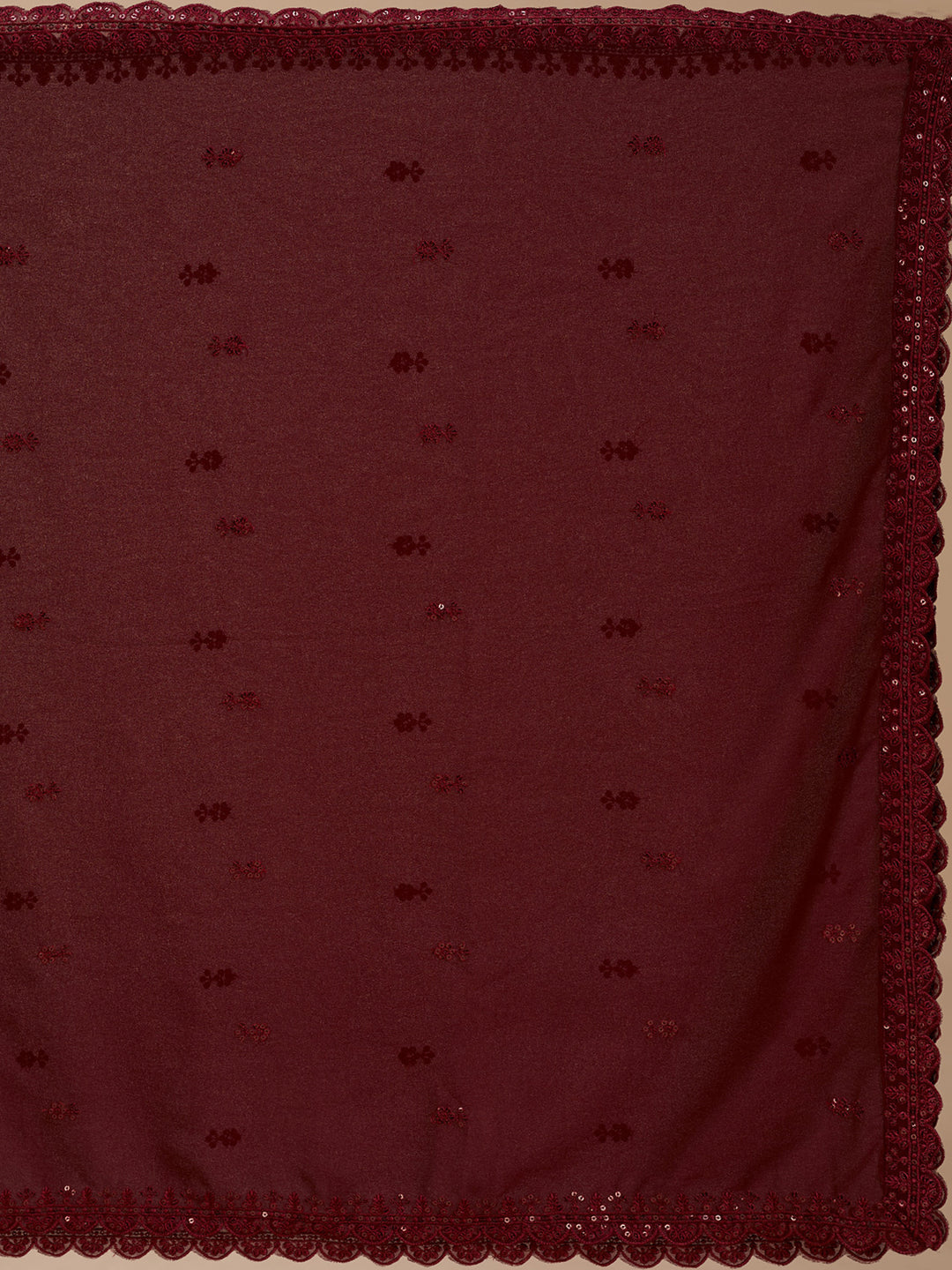 Maroon Threadwork Georgette Readymade Salwar Suit