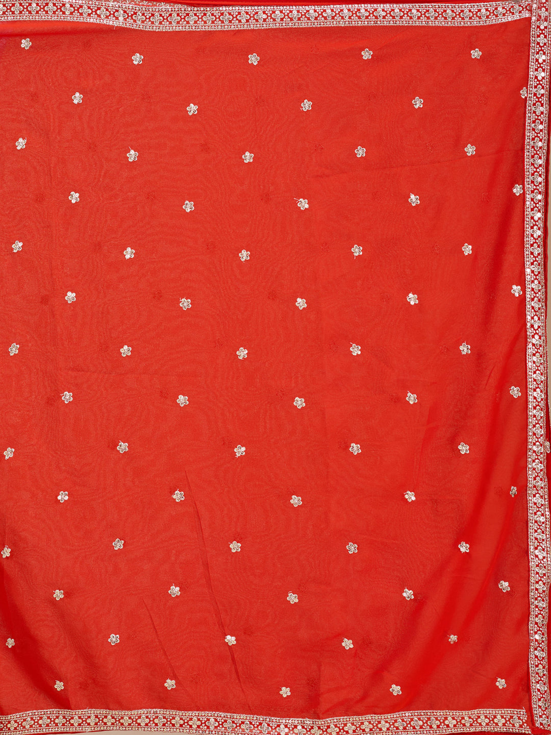 Orange Zariwork (Silver) Georgette Readymade Salwar Suit