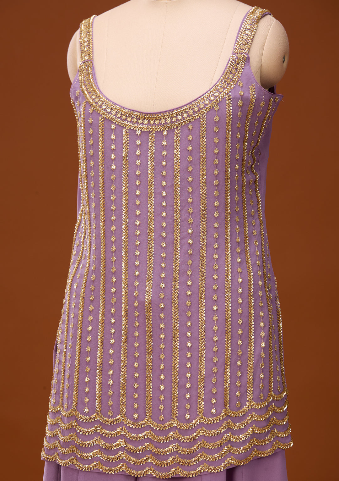 Lavender Cutdana Georgette Readymade Salwar Suit