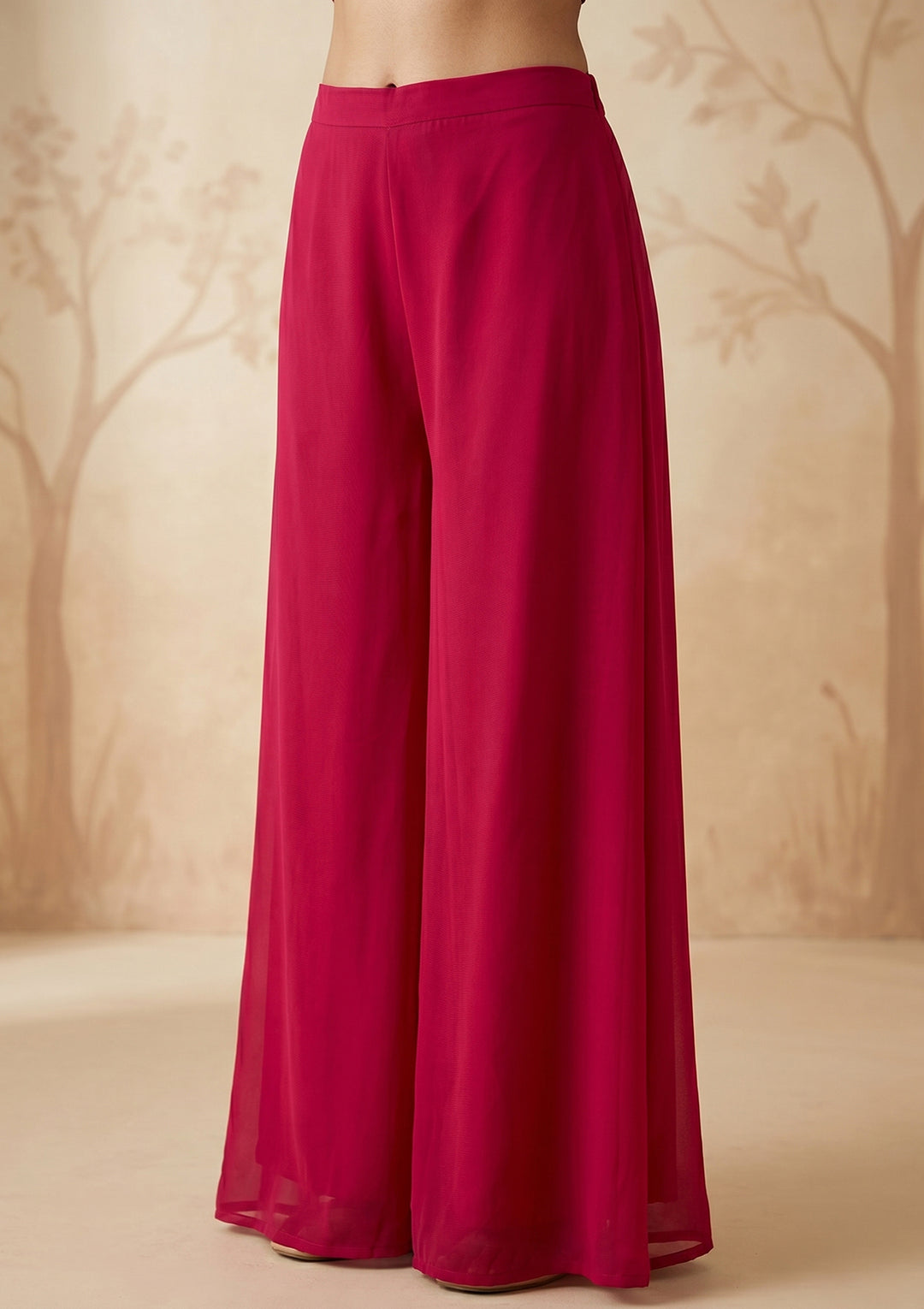 Rani Pink Threadwork Georgette Readymade Salwar Suit