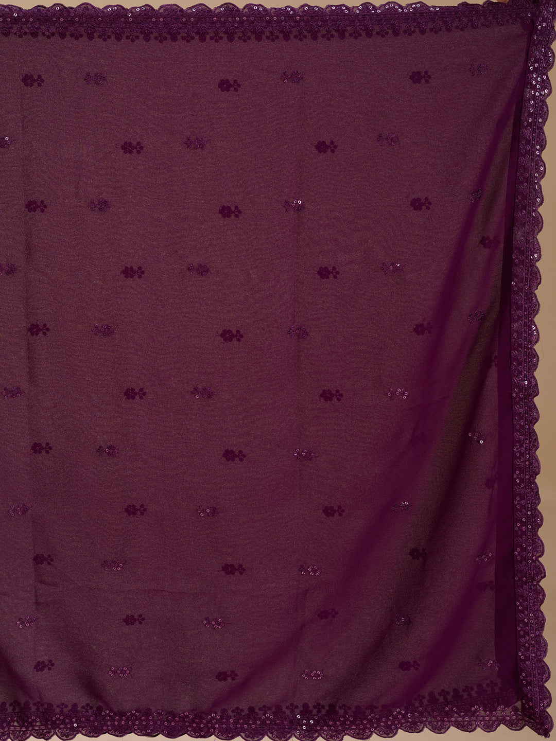 Wine Threadwork Georgette Readymade Salwar Suit