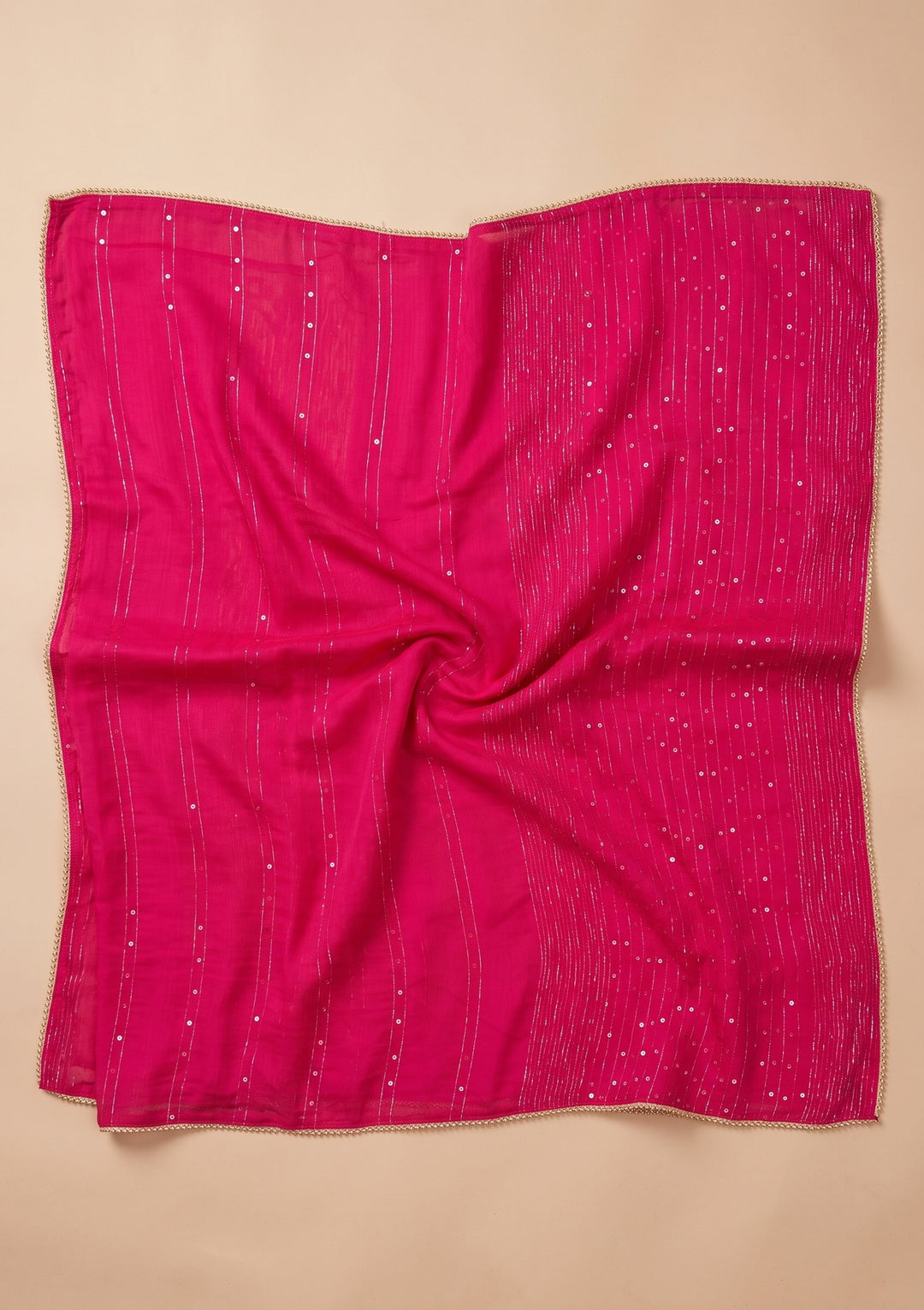 Rani Pink Cording Chanderi Readymade Salwar Suit