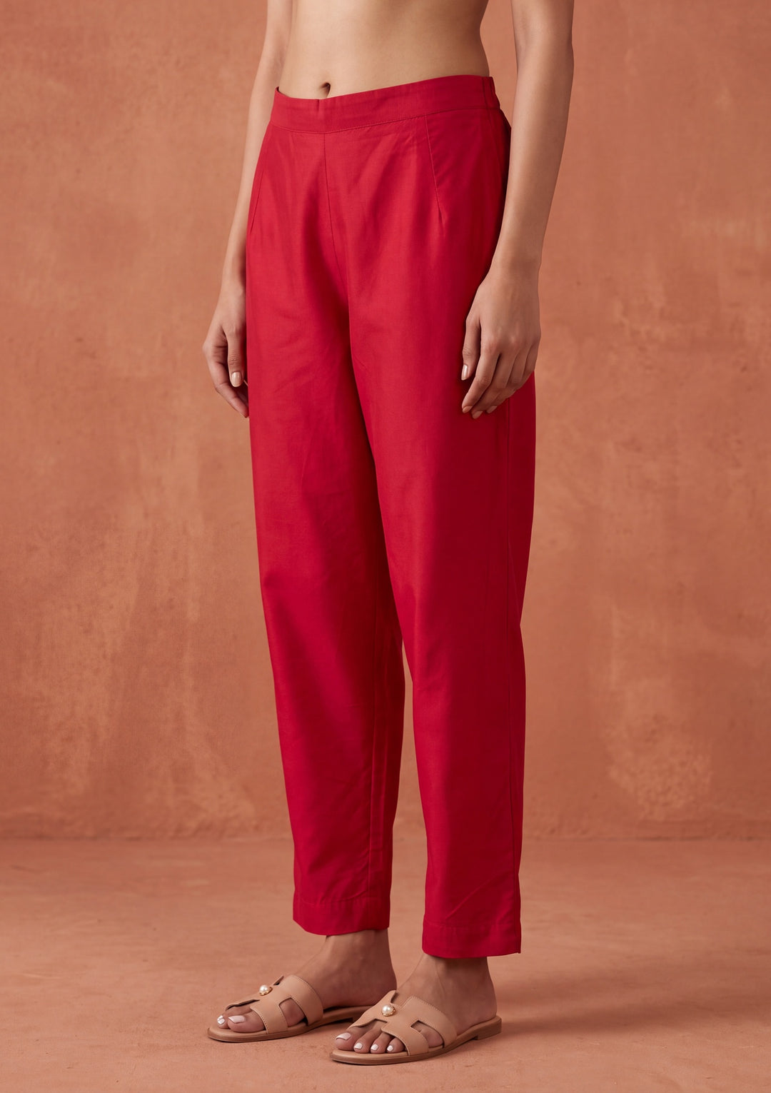 Red Cording Chanderi Readymade Salwar Suit