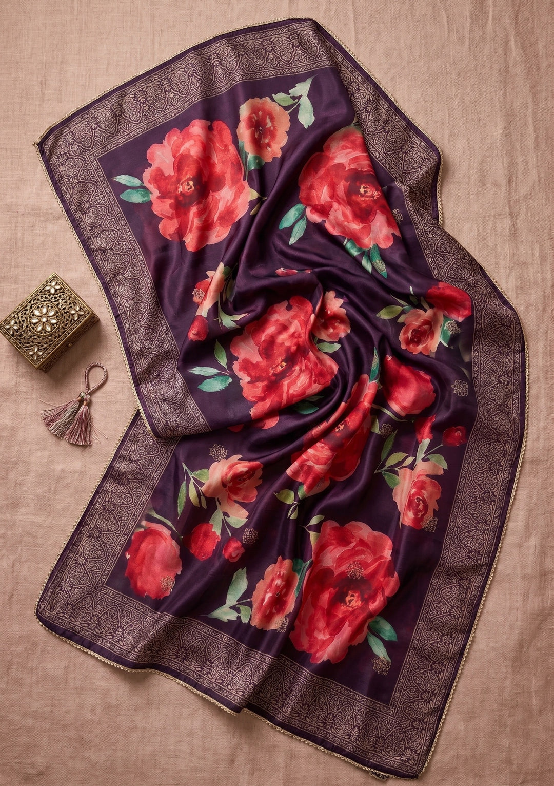 Purple Cording Silk Readymade Salwar Suit