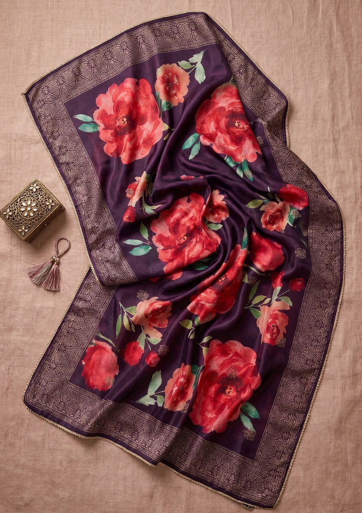 Purple Cording Silk Readymade Salwar Suit