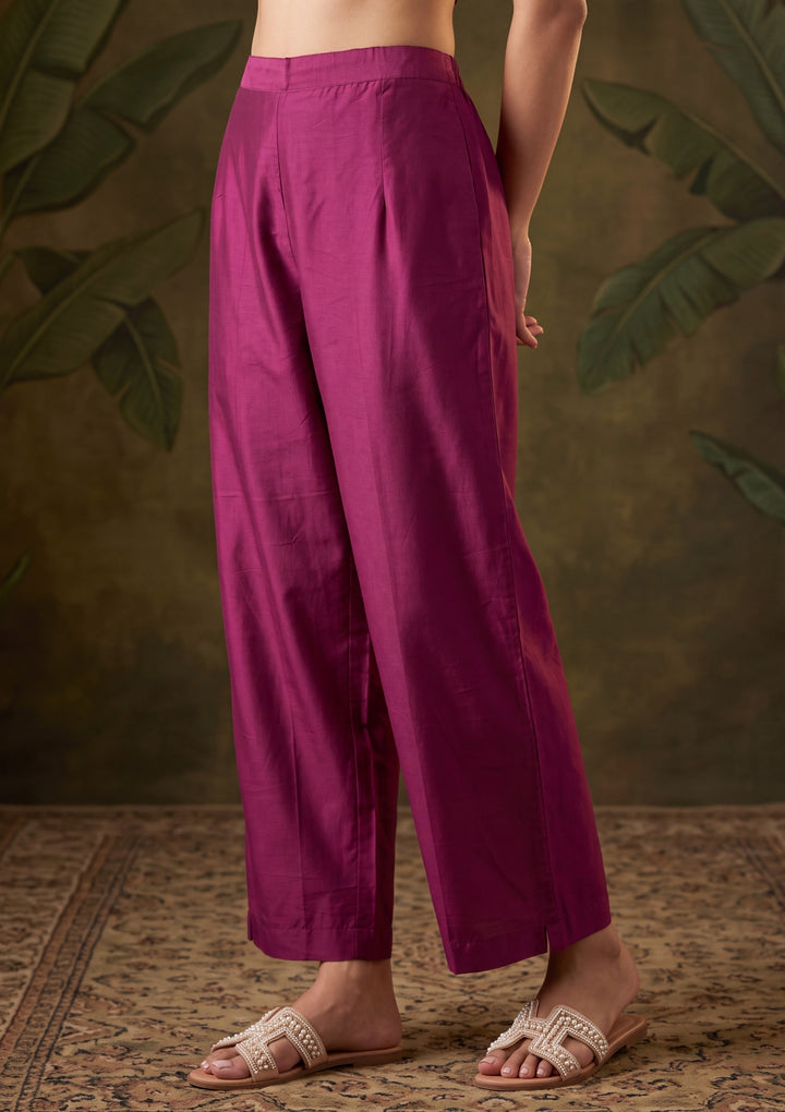 Wine Straight Kurta With Pant Regular And Dupatta