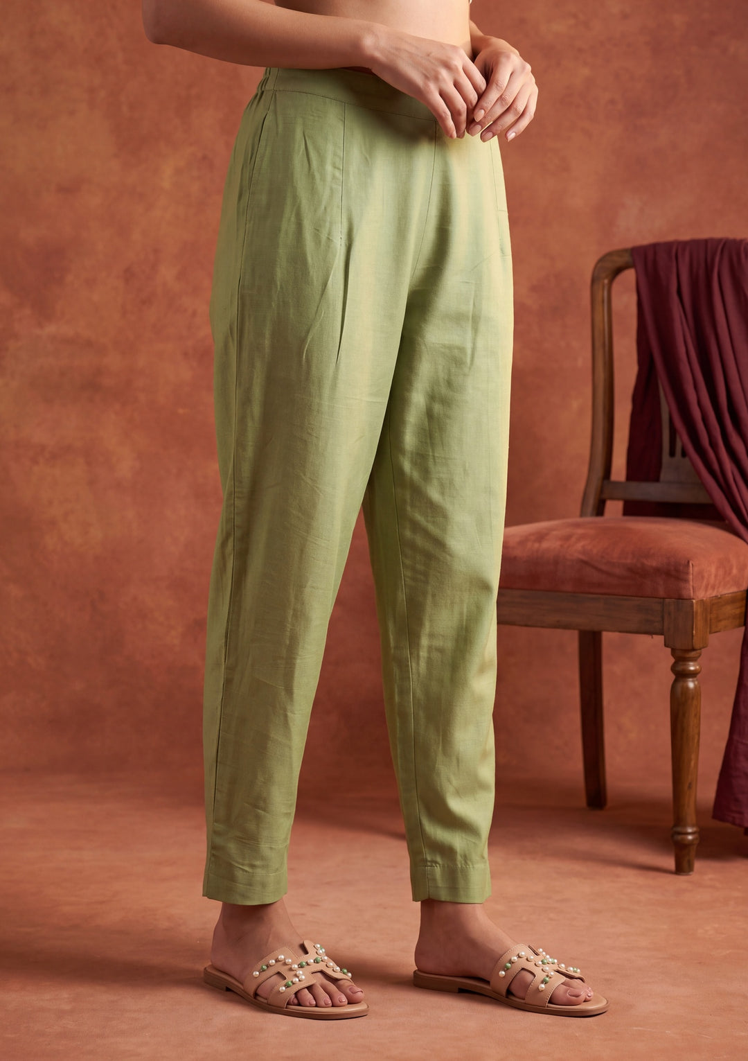 Pista Green Zariwork (Gold) Chanderi Readymade Salwar Suit